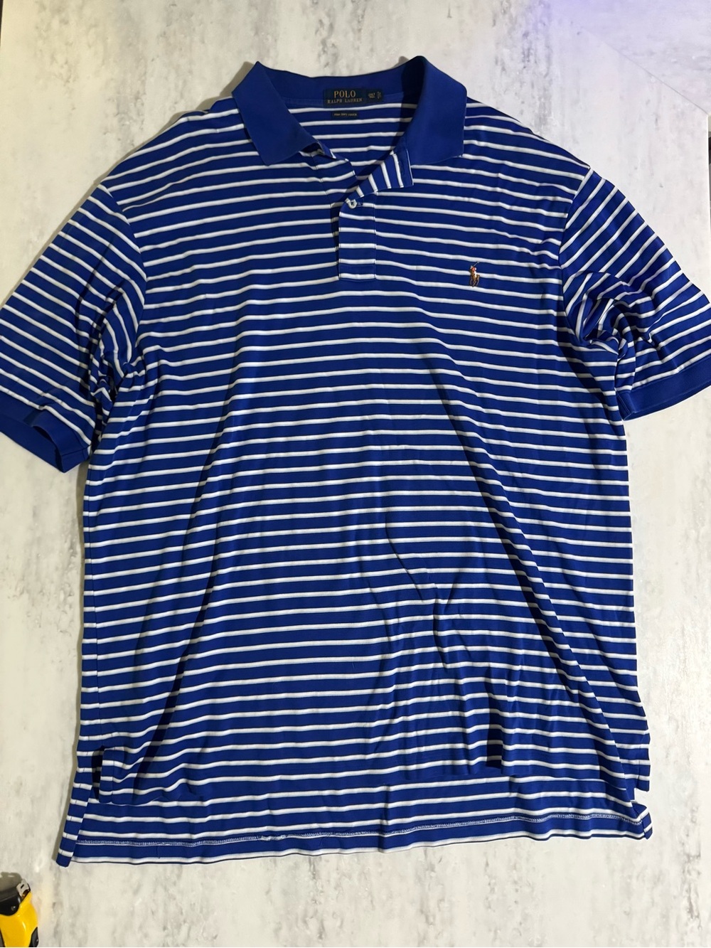 SOLD Polo Ralph Lauren Men's Blue & White Stripe Polo Pima Cotton Shirt size XXL